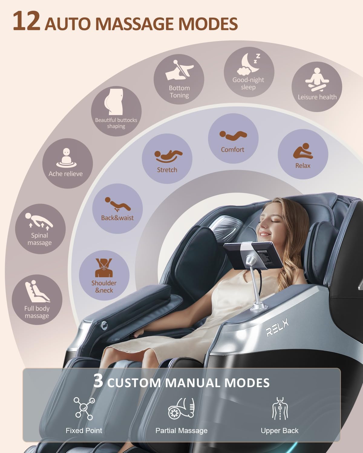 2025 Massage Chair Full Body, 15 Modes Zero Gravity Sl-Track Shiatsu Massage Chair Built-In Heat System, Airbag Massage with Body Scan, Deep Yoga Stretch, Calfrest Extension and AI Control(Black)