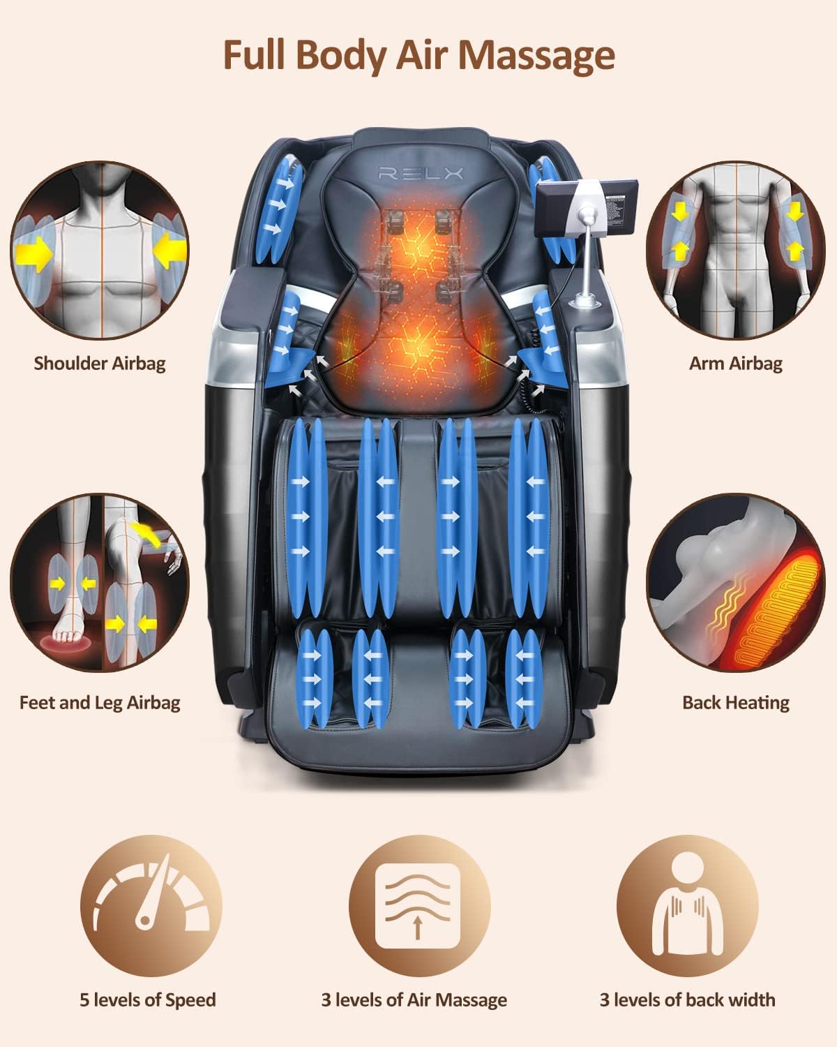 2025 Massage Chair Full Body, 15 Modes Zero Gravity Sl-Track Shiatsu Massage Chair Built-In Heat System, Airbag Massage with Body Scan, Deep Yoga Stretch, Calfrest Extension and AI Control(Black)