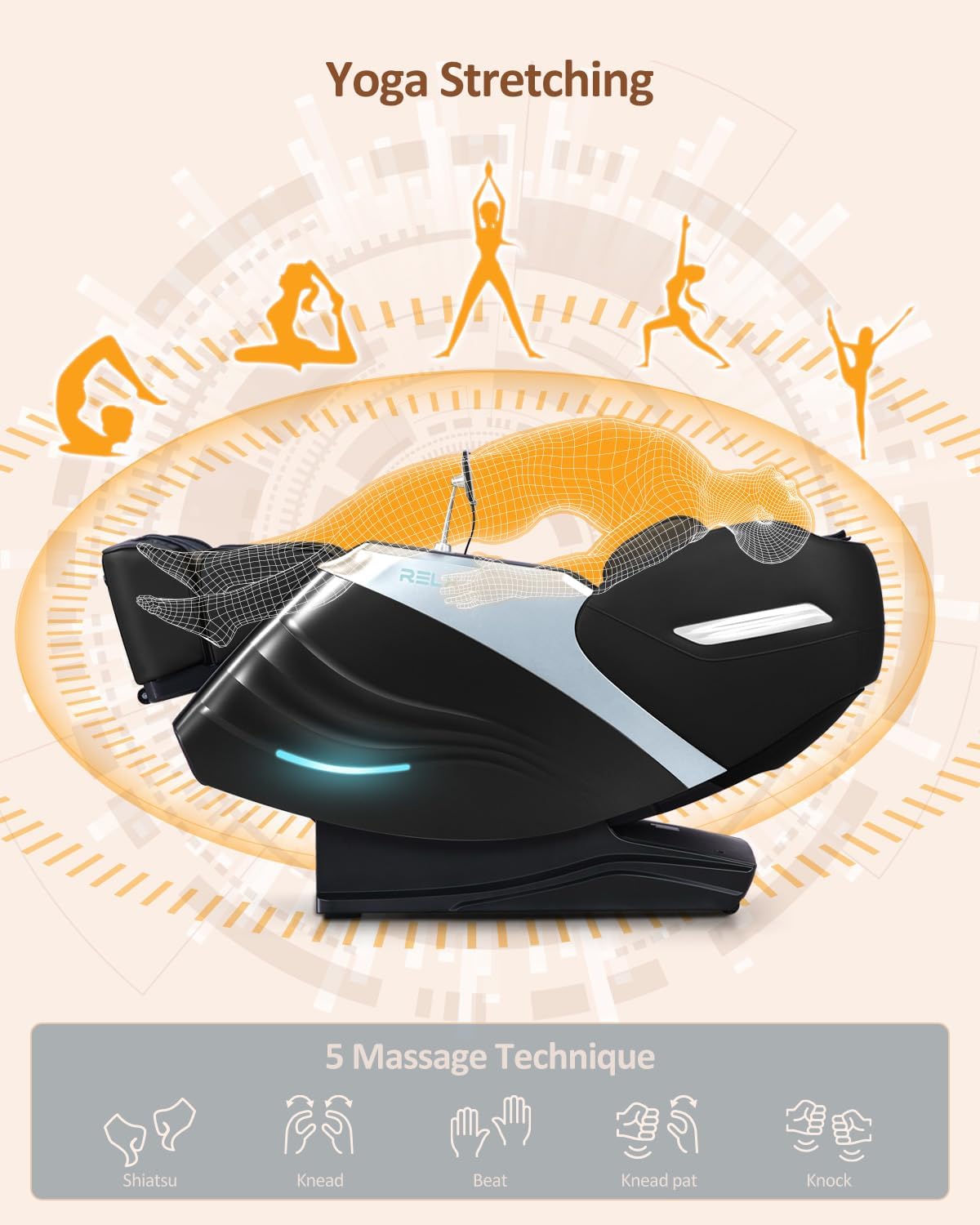 2025 Massage Chair Full Body, 15 Modes Zero Gravity Sl-Track Shiatsu Massage Chair Built-In Heat System, Airbag Massage with Body Scan, Deep Yoga Stretch, Calfrest Extension and AI Control(Black)