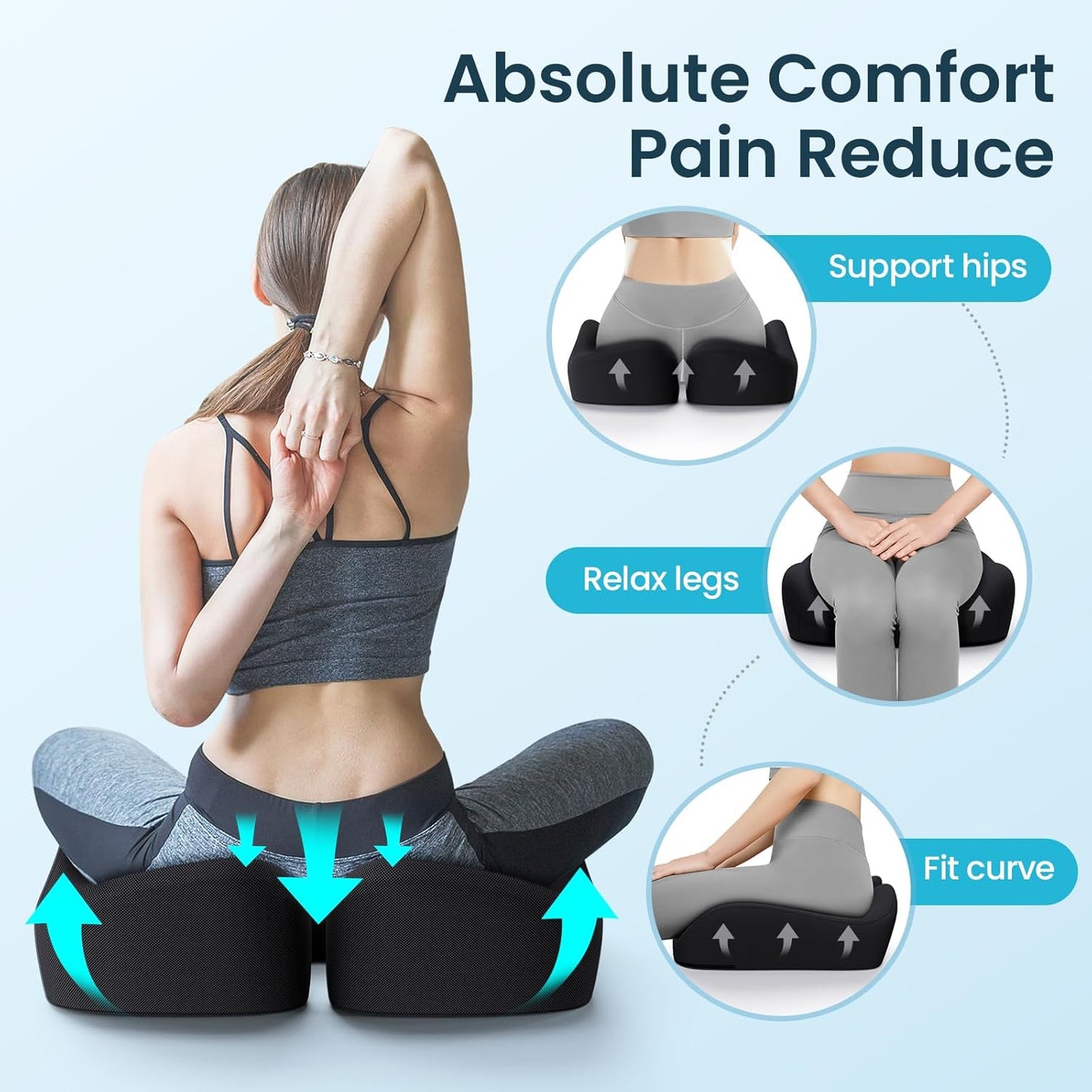 Seat Cushion, Memory Foam Cushions for Office Chair - Ergonomic Chair Cushions for Tailbone Pain Relief, Sciatica & Back Support, Office Chair Cushion & Car Seat Cushion