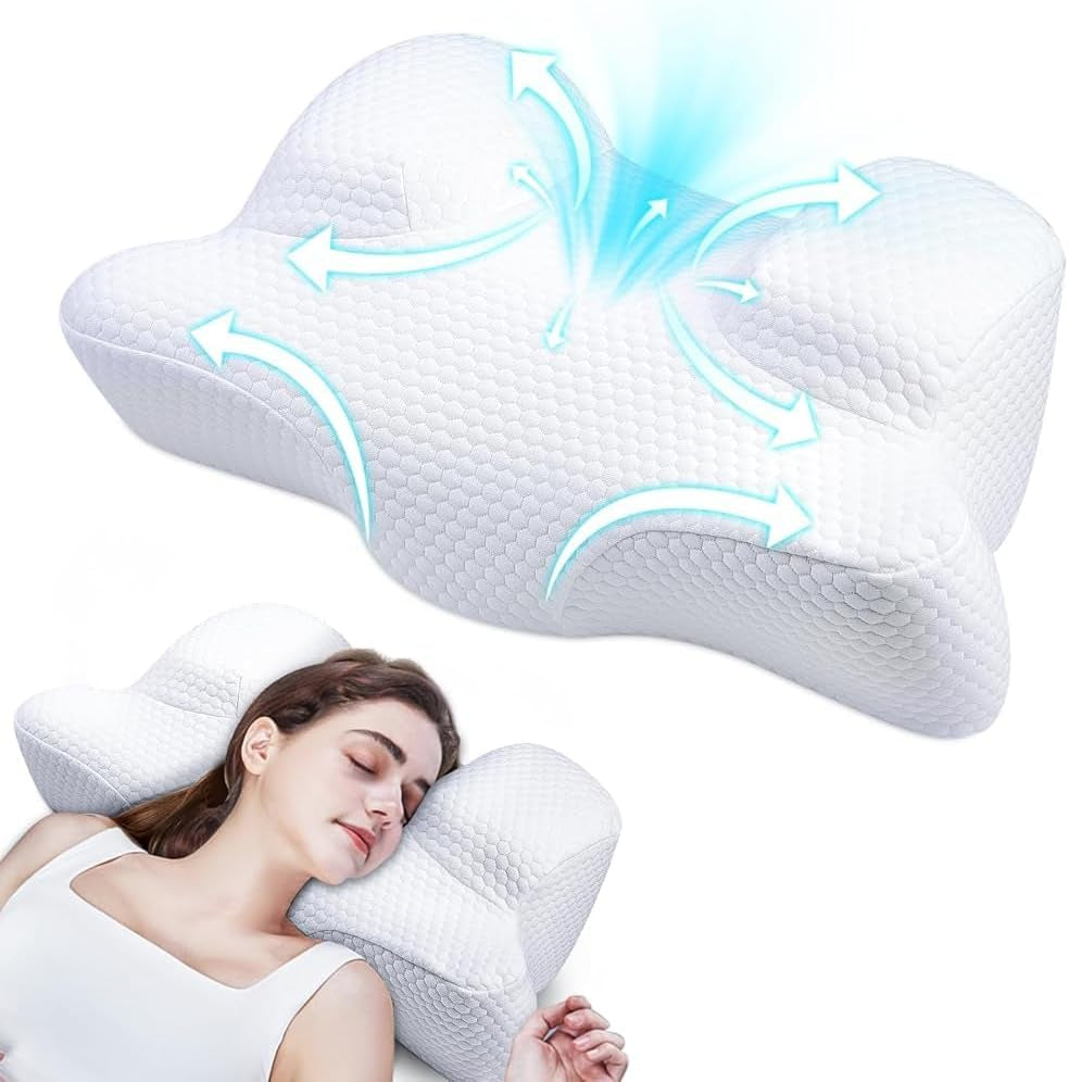 Back Sleeper Beauty Pillow - Anti-Wrinkle & Anti-Aging Memory Foam Pillow, Cervical Neck Pillow for Neck and Shoulder Pain Relief, Back Sleeping Reduces Pressure on Skin - White