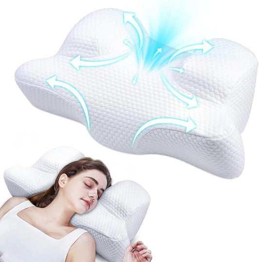 Back Sleeper Beauty Pillow - Anti-Wrinkle & Anti-Aging Memory Foam Pillow, Cervical Neck Pillow for Neck and Shoulder Pain Relief, Back Sleeping Reduces Pressure on Skin - White
