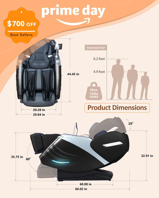 2025 Massage Chair Full Body, 15 Modes Zero Gravity Sl-Track Shiatsu Massage Chair Built-In Heat System, Airbag Massage with Body Scan, Deep Yoga Stretch, Calfrest Extension and AI Control(Black)