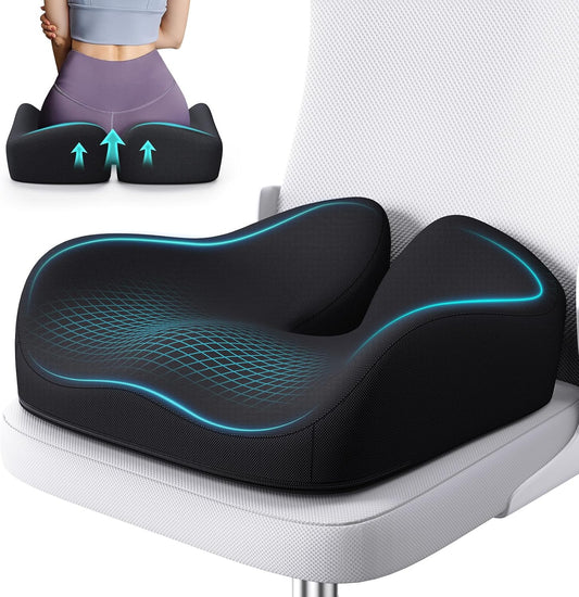 Seat Cushion, Memory Foam Cushions for Office Chair - Ergonomic Chair Cushions for Tailbone Pain Relief, Sciatica & Back Support, Office Chair Cushion & Car Seat Cushion