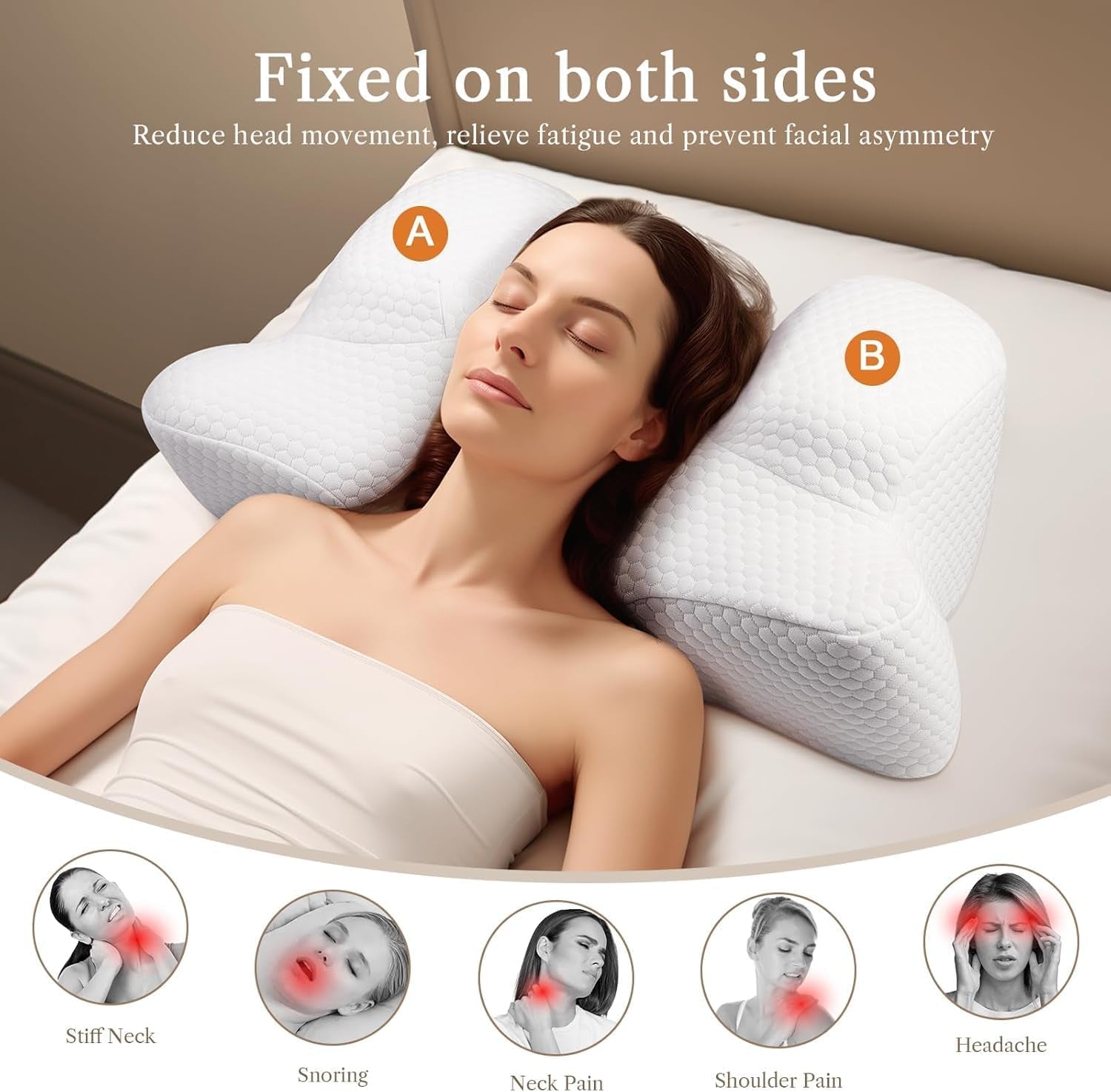 Back Sleeper Beauty Pillow - Anti-Wrinkle & Anti-Aging Memory Foam Pillow, Cervical Neck Pillow for Neck and Shoulder Pain Relief, Back Sleeping Reduces Pressure on Skin - White